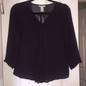 Eggplant purple ruffled blouse